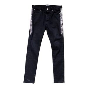 Keiser Clark Racer Denim Jeans Black faux python detailing